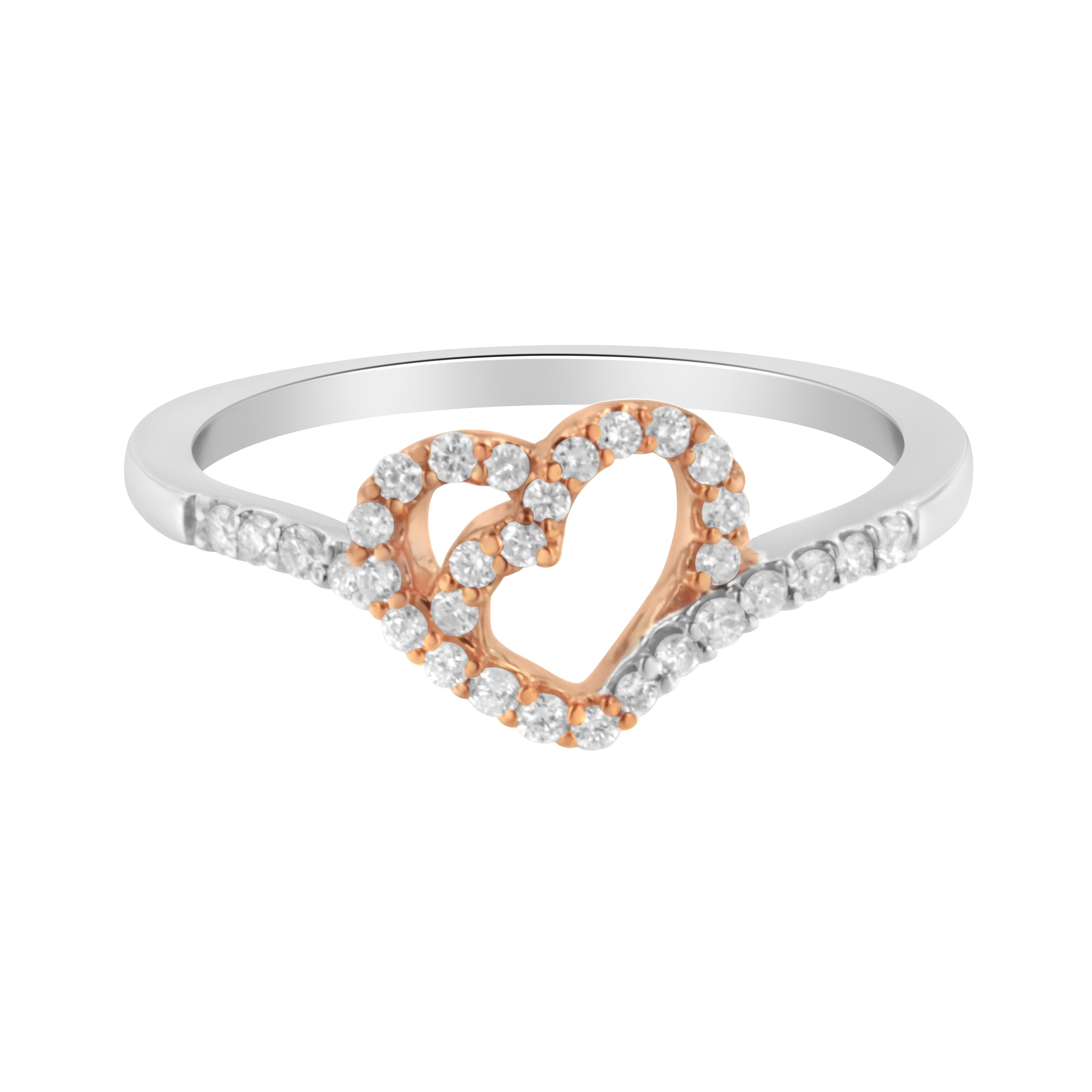 Haus of Brilliance 10K Rose Gold over Silver 1/5 Cttw Diamond Two Tone ...