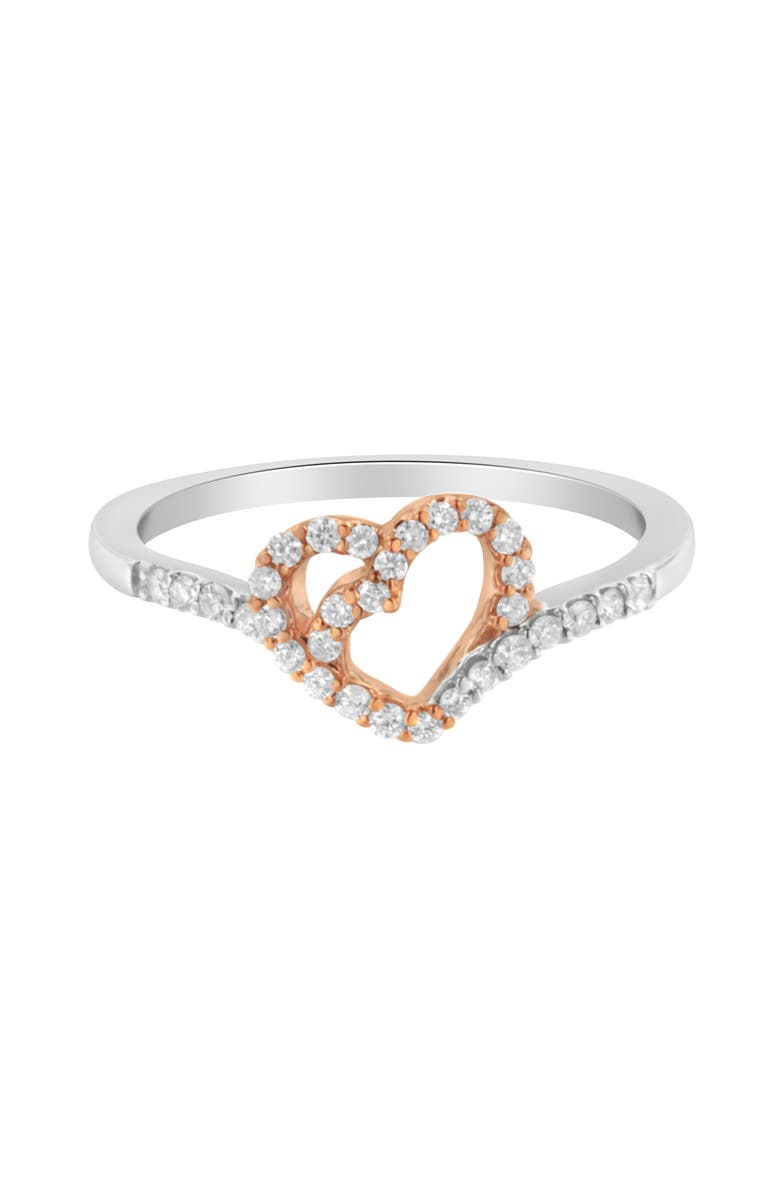Haus of Brilliance 10K Rose Gold over Silver 1/5 Cttw Diamond Two Tone Open Promise Ring, Alternate, color, White Gold Over Silver