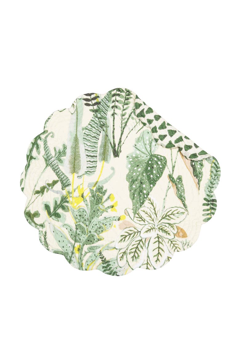 Parson Round Placemats Set of 6 All Seasons Summer Spring Botanical Greenery, 17", Alternate, color, Green