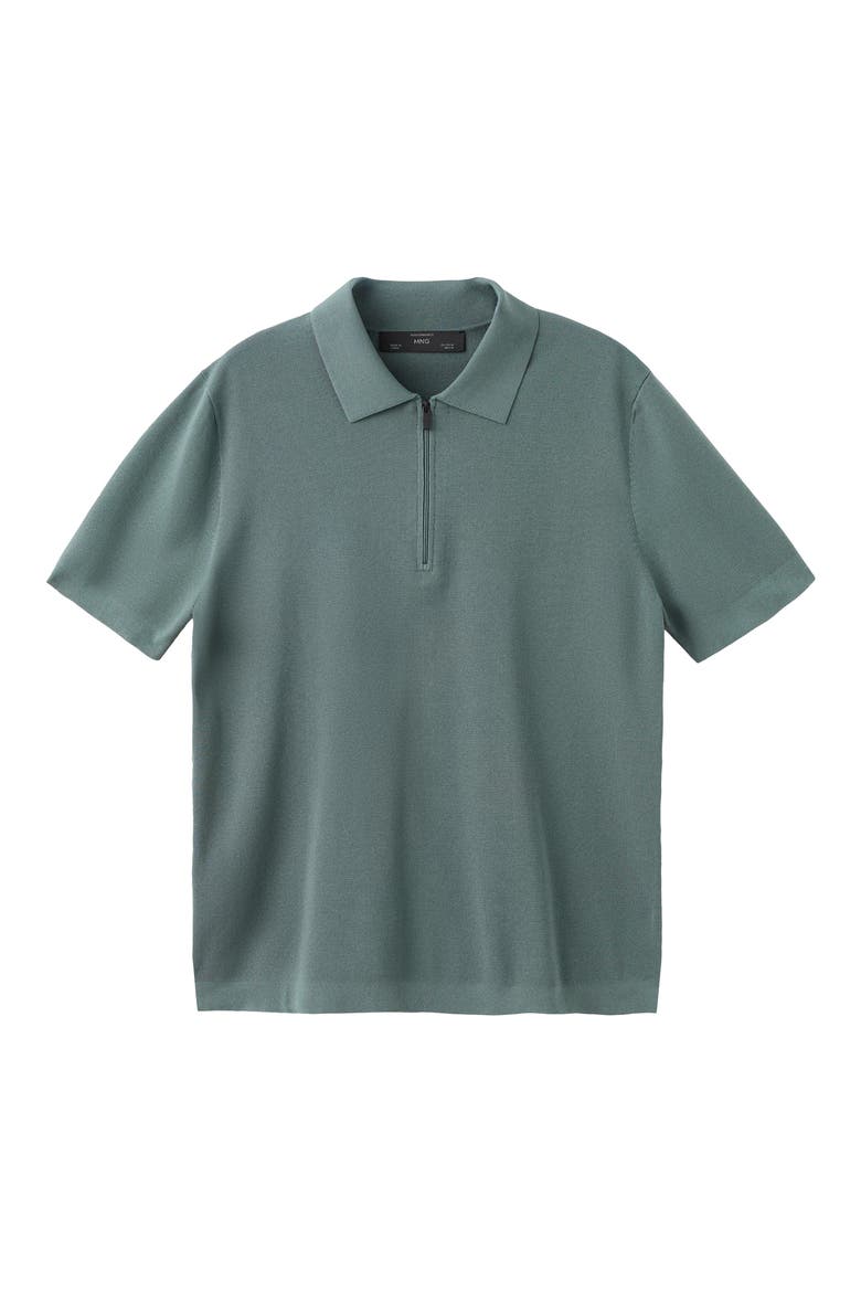 Zip Cotton Blend Polo, Alternate, color, FOREST GREEN