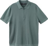 MANGO Zip Cotton Blend Polo