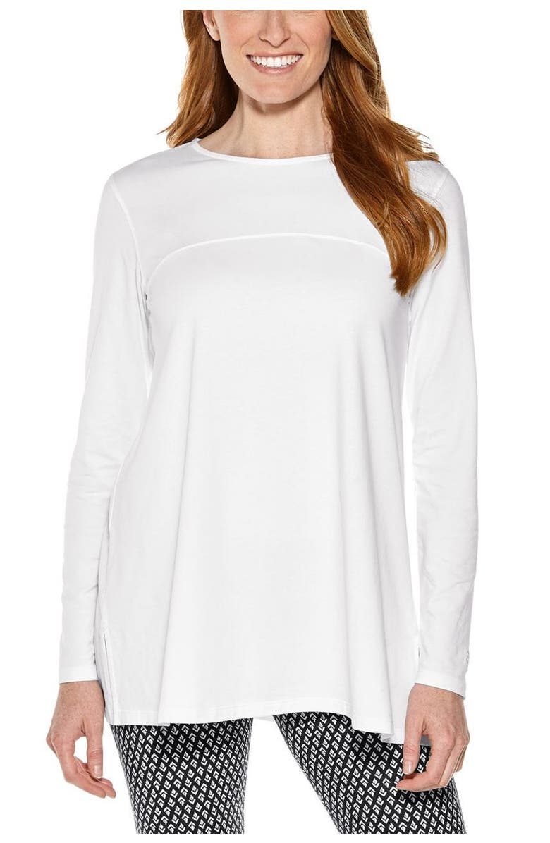 Coolibar Women's Swing Long Sleeve T-Shirt - UPF 50+ Sun Protection - Daybreak, Alternate, color, White