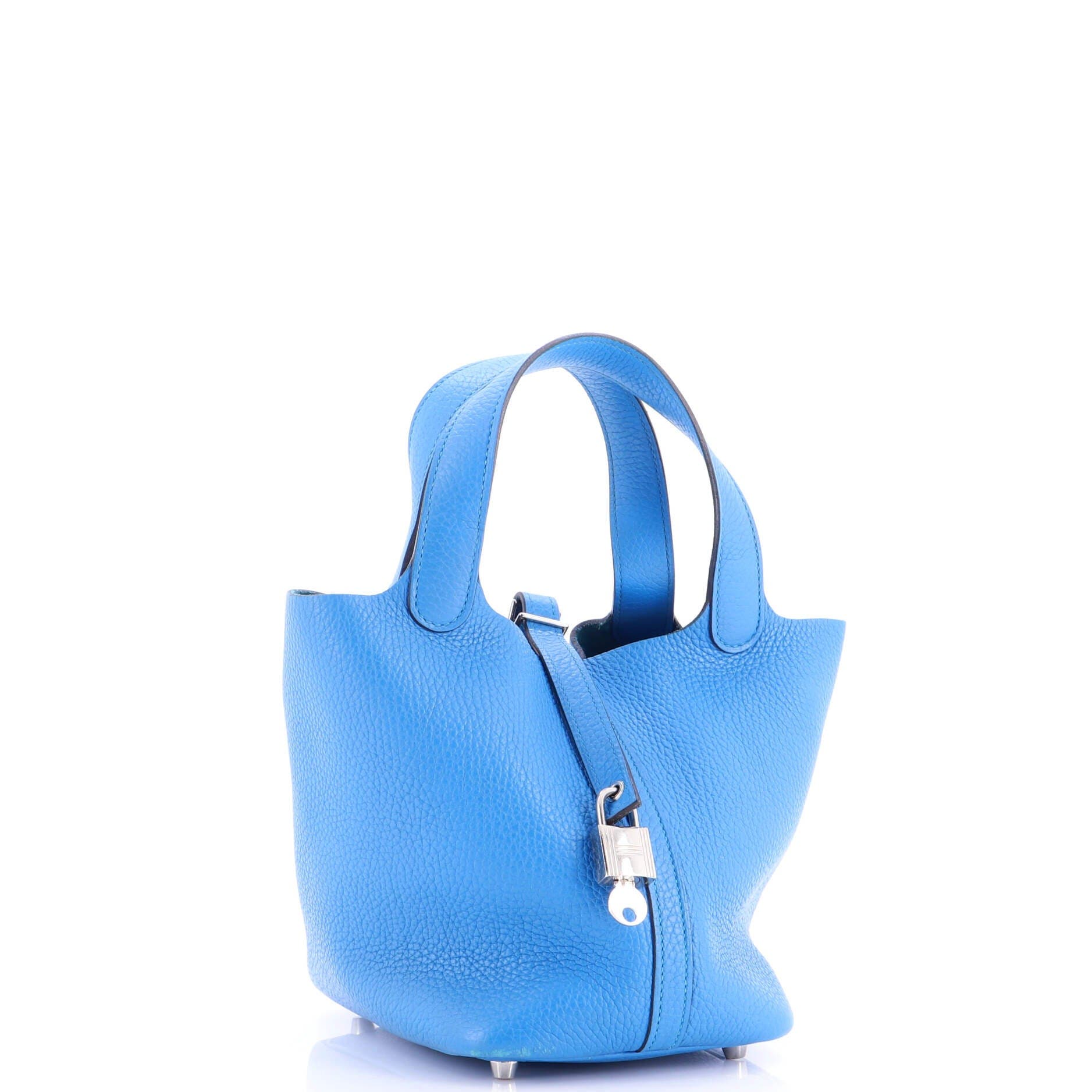 Pre-Owned Hermes Picotin Lock Bag Clemence PM, Alternate, color, Bleu Zanzibar
