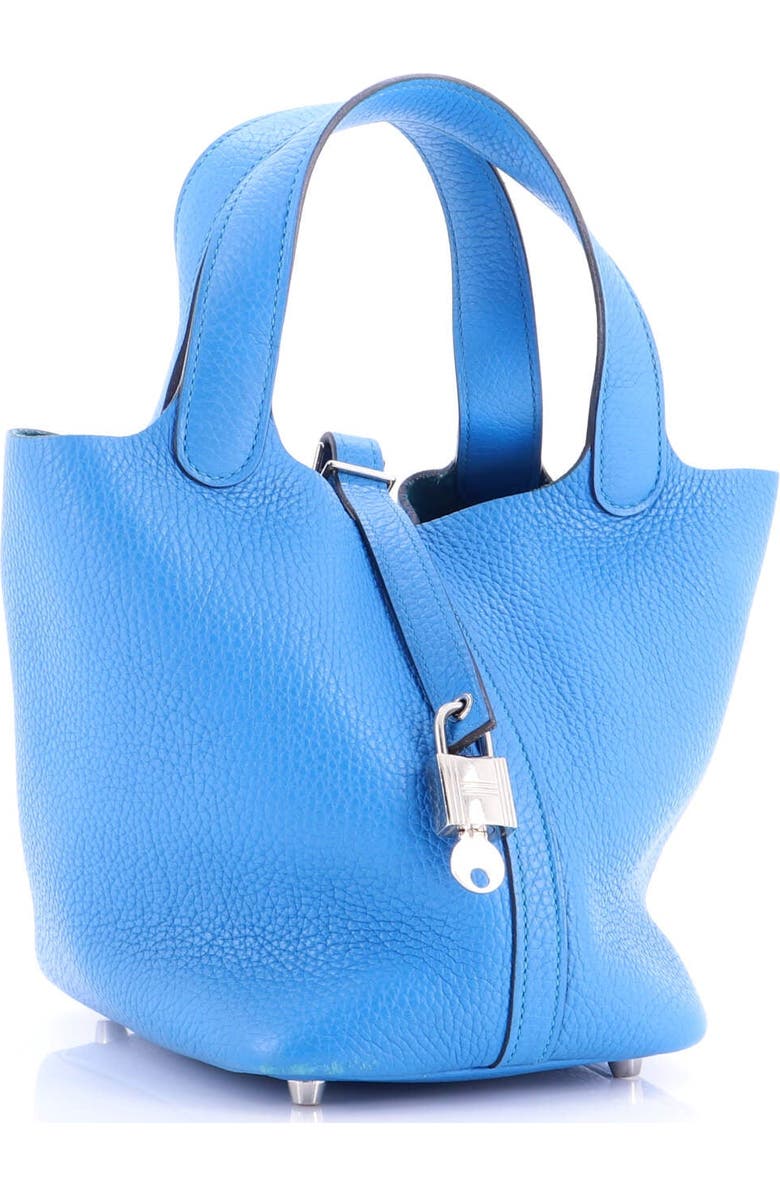 Pre-Owned Hermes Picotin Lock Bag Clemence PM, Alternate, color, Bleu Zanzibar