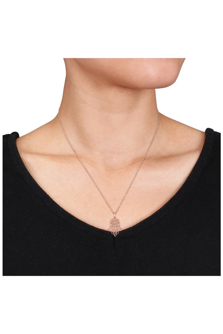 Hamsa Pendant Necklace, Alternate, color, PINK