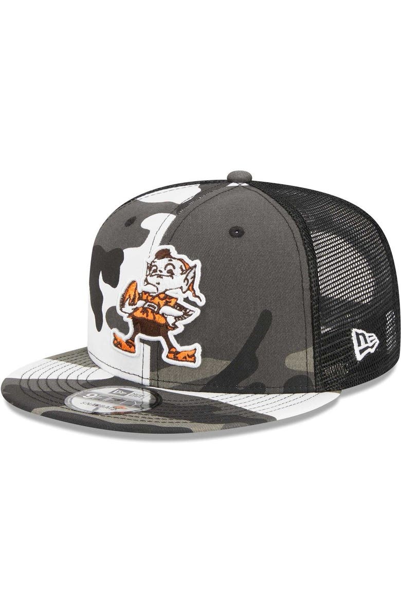 New Era Men's New Era Urban Camo Cleveland Browns 9FIFTY Trucker Snapback Hat, Main, color,
