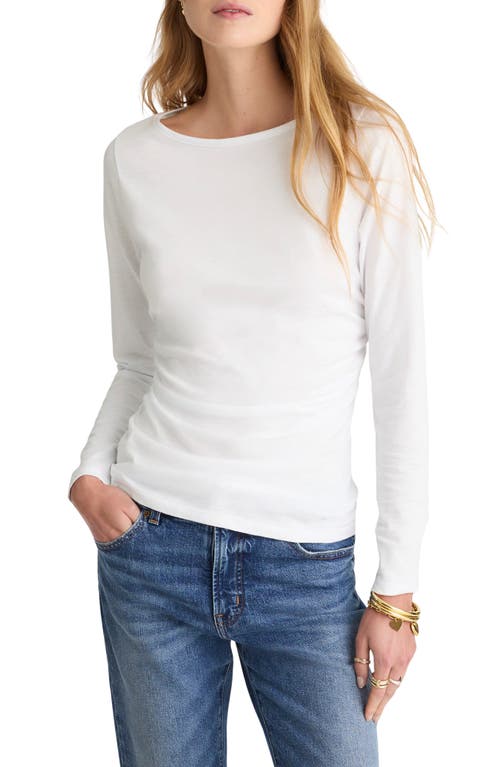 Madewell Ruched Crewneck Long-sleeve Tee In White