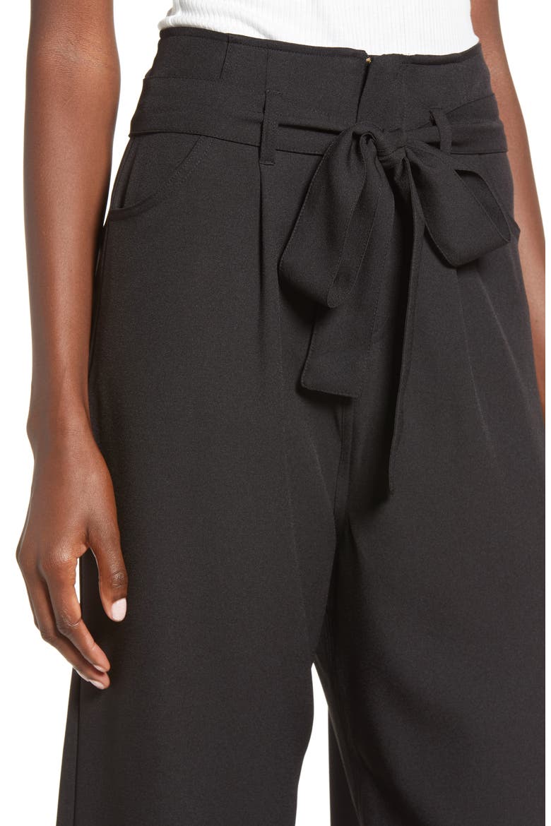 Tie Waist Crop Pants, Alternate, color, BLACK