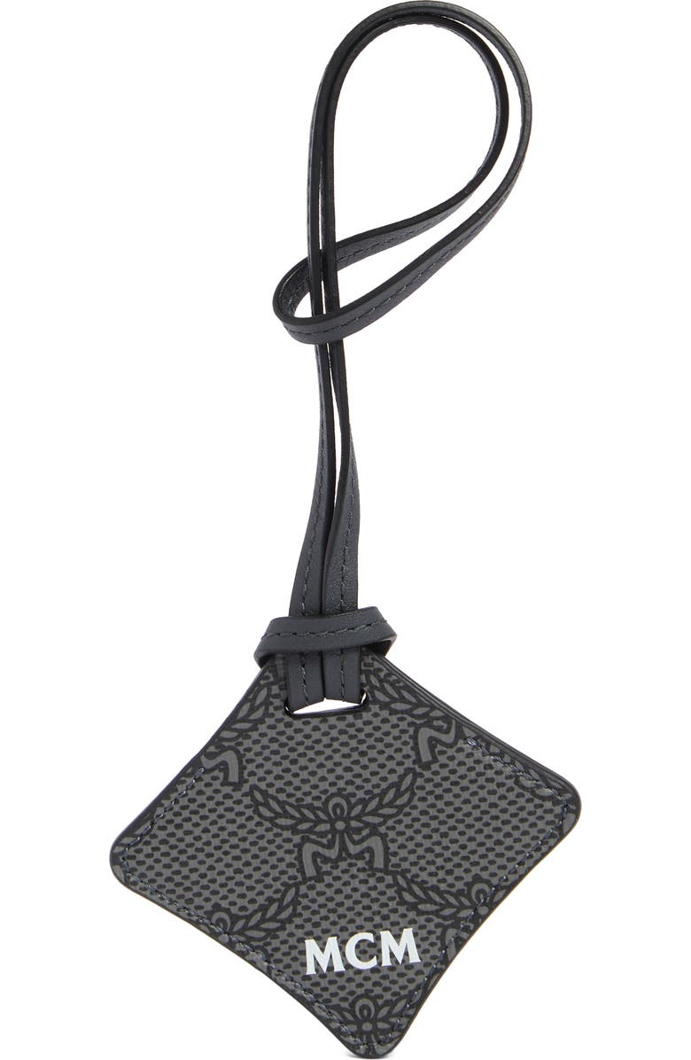 MCM Logo Print Leather Luggage Tag, Main, color,