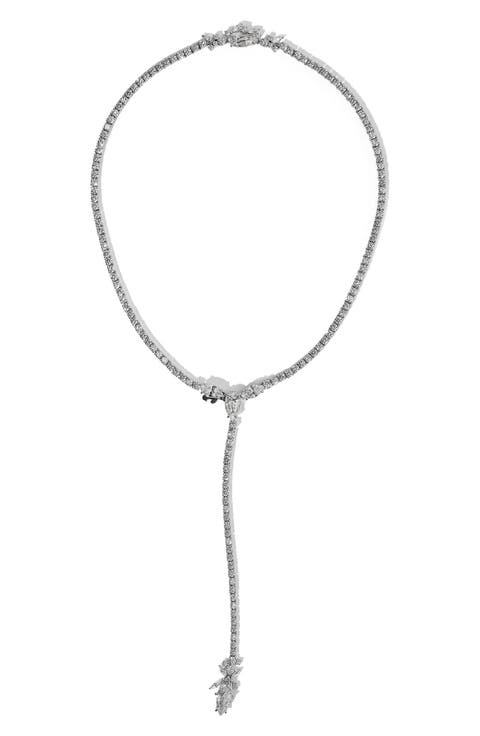 Cannes Rhodium Plate Cubic Zirconia Reversible Y-Necklace