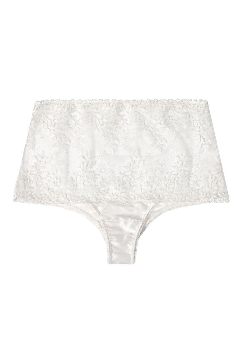 Amoureuse High Waist Embroidered Lace Briefs, Main, color, WHITE