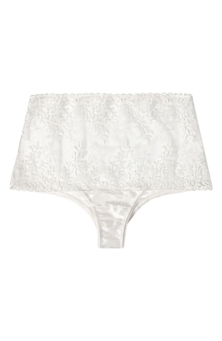 Huit Amoureuse High Waist Embroidered Lace Briefs, Main, color, White