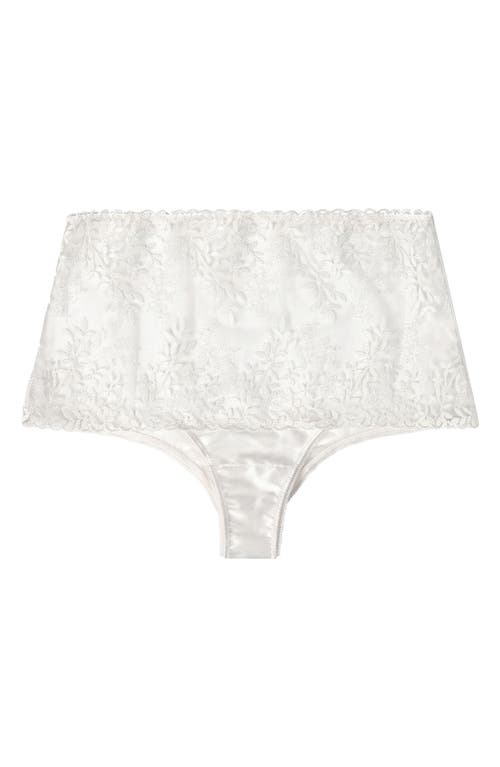 Huit Amoureuse High Waist Embroidered Lace Briefs In White