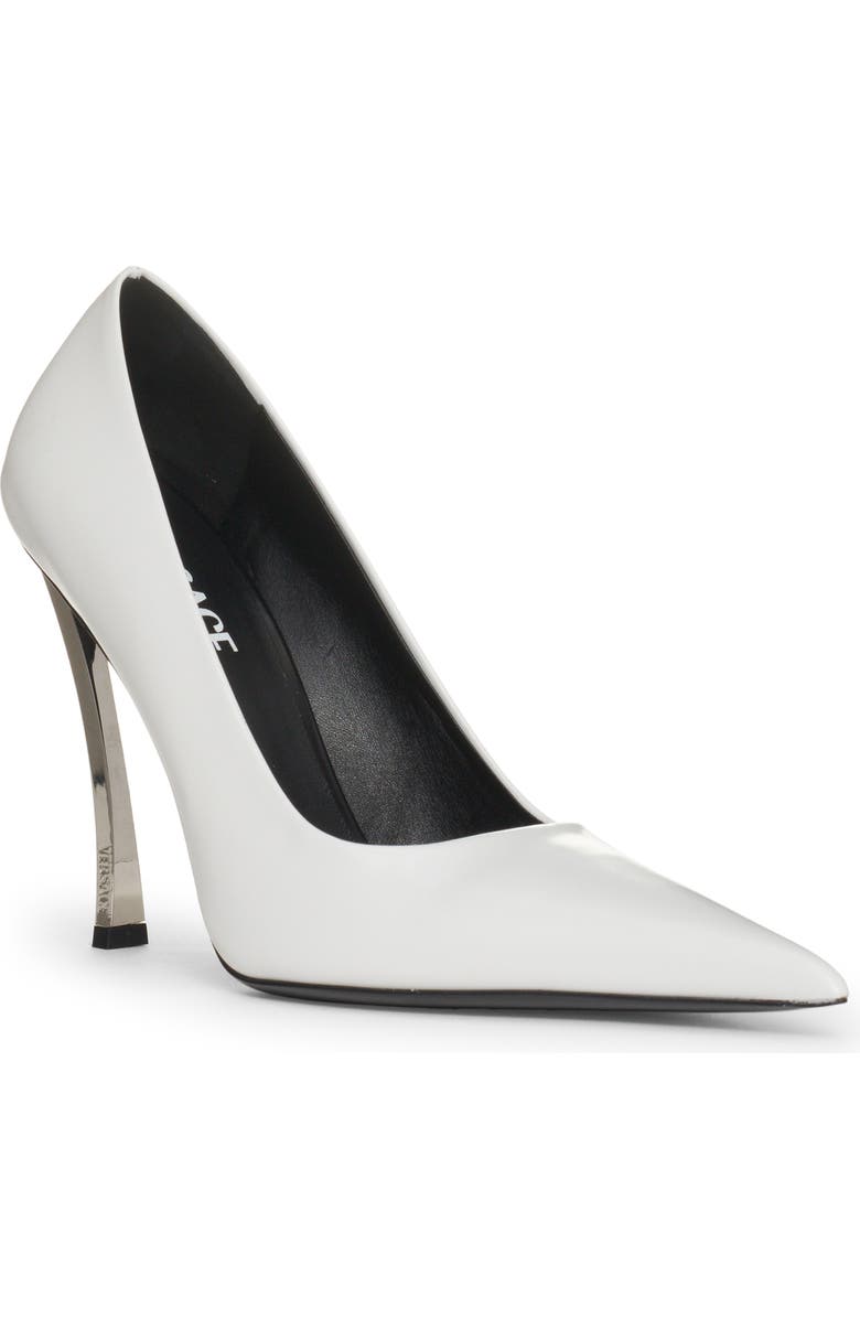 Versace Curved Heel Pointed Toe Pump, Main, color,