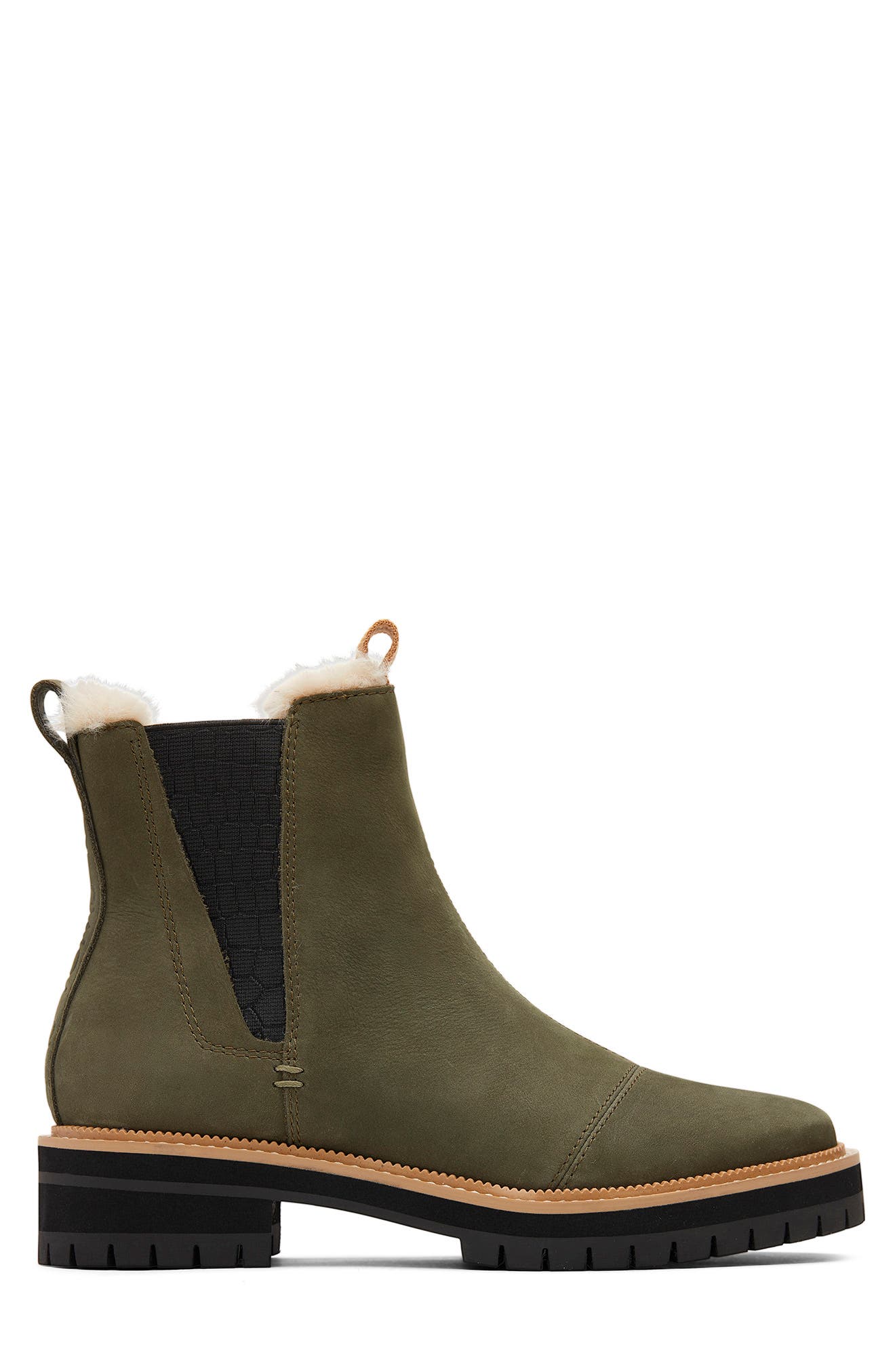 TOMS Dakota Faux Fur Lined Chelsea Boot, Alternate, color, Green