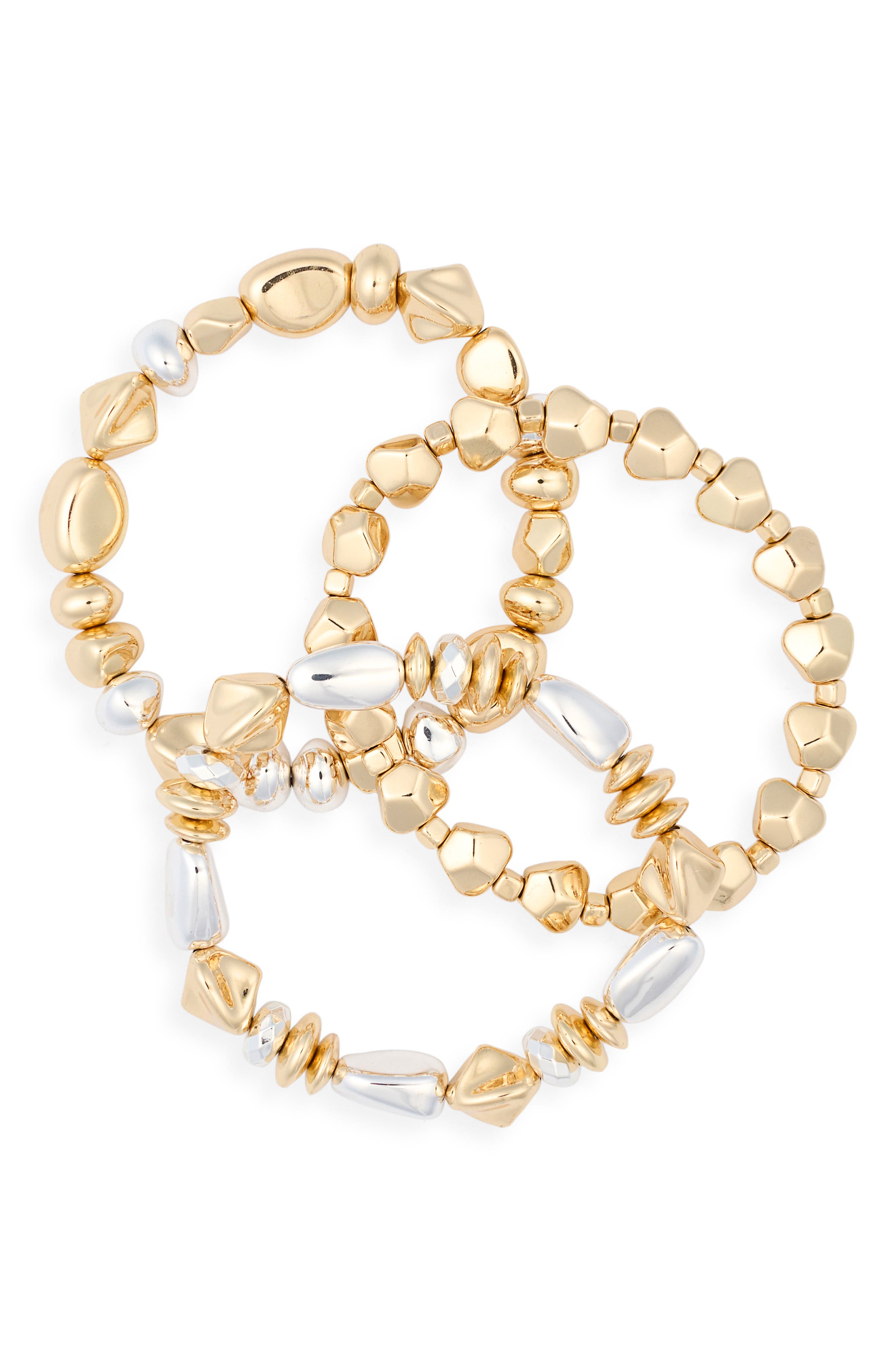 Set of 3 Two Tone Stretch Bracelets