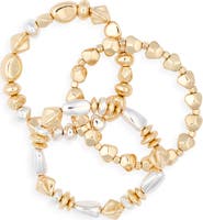 NORDSTROM RACK Set of 3 Two Tone Stretch Bracelets