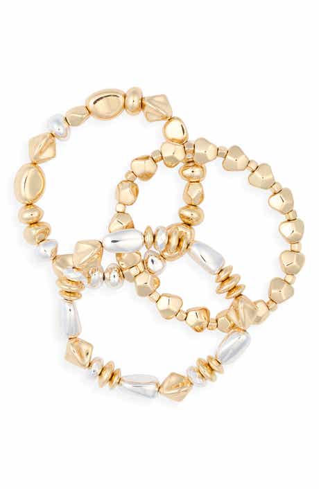Set of 3 Two Tone Stretch Bracelets