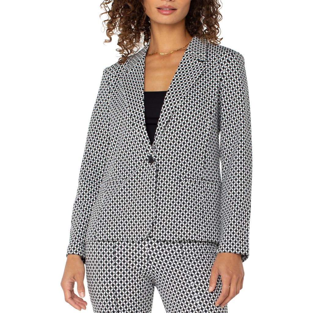 Shop Liverpool Los Angeles Print Fitted Blazer In Black/white Batik Print
