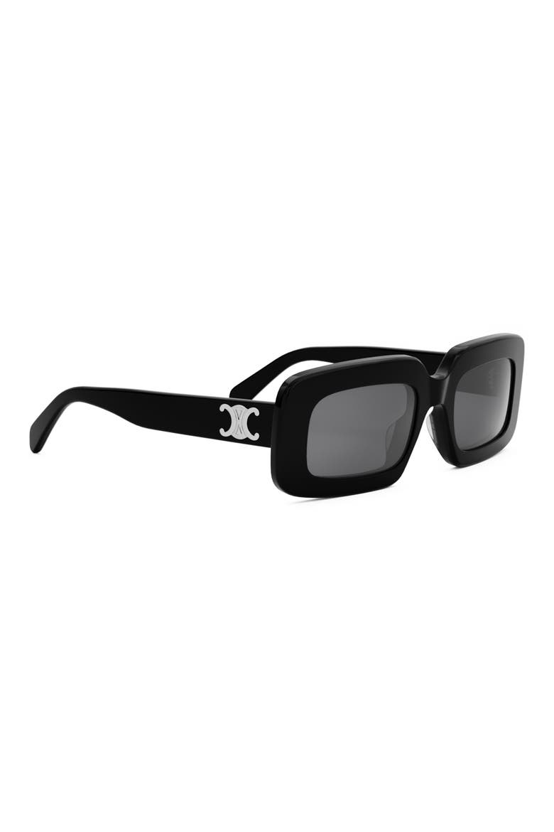 Triomphe 53mm Rectangular Sunglasses, Alternate, color, SHINY BLACK / SMOKE