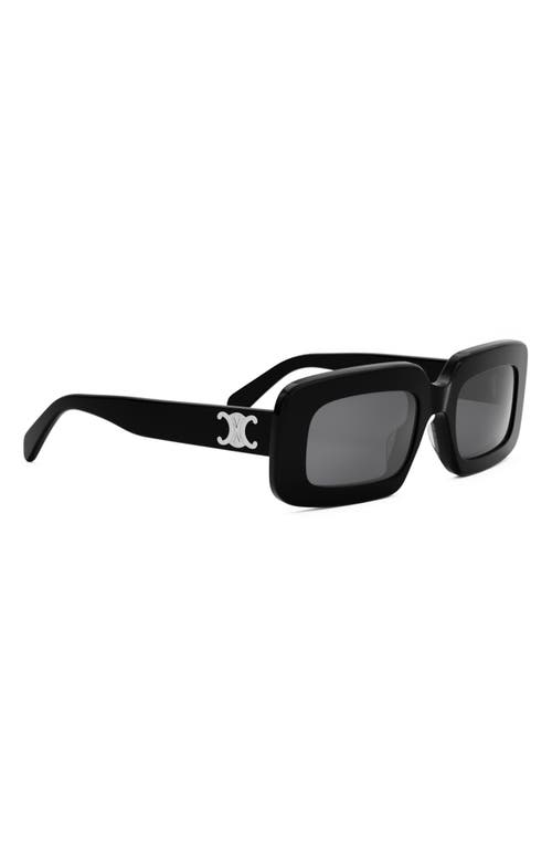 Celine Triomphe 53mm Rectangular Sunglasses In Black