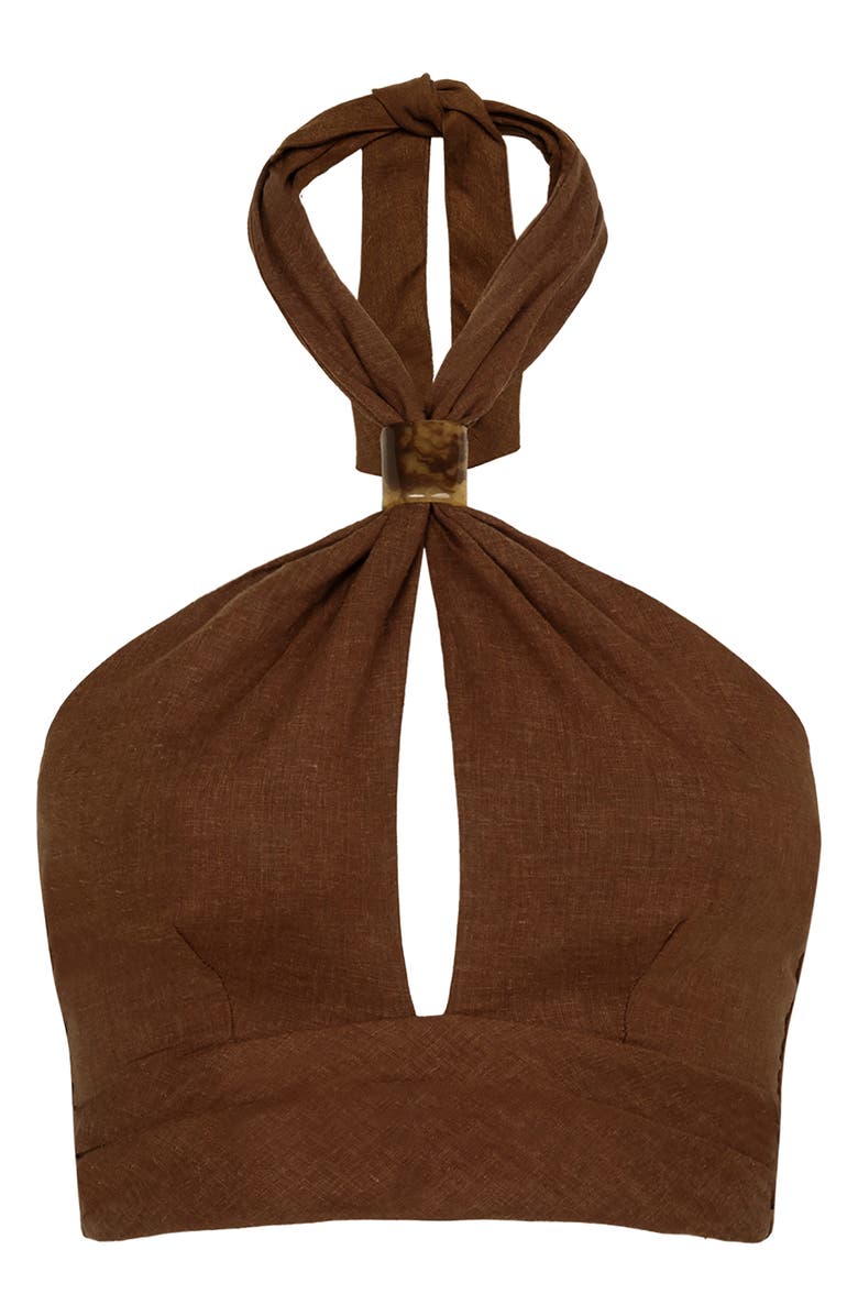 ViX Paula Hermanny Luna Halter Cover-Up Top, Alternate, color, Brown