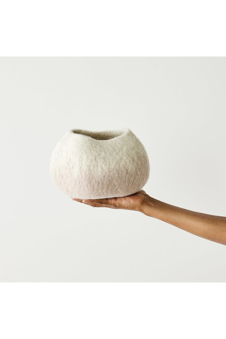 Soft Stone Ombre Decorative Wool Ukhamba Bowl, Main, color, Natural