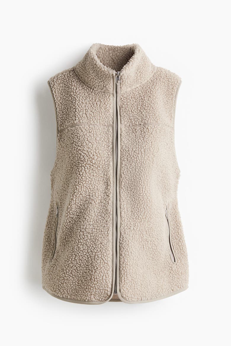 Mama Before & After Babywearing Teddy Fleece Vest, Alternate, color, Beige