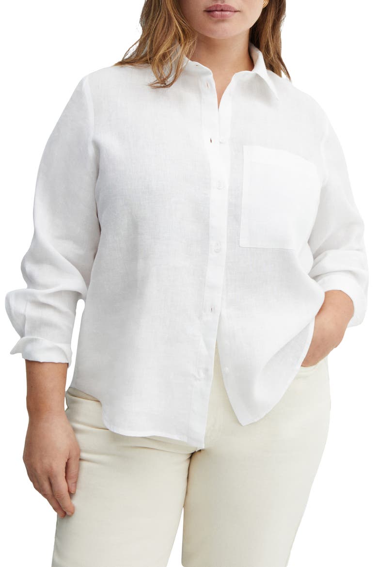 Linen Button-Up Shirt, Main, color, OFF WHITE
