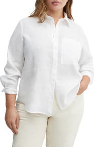 MANGO Linen Button-Up Shirt