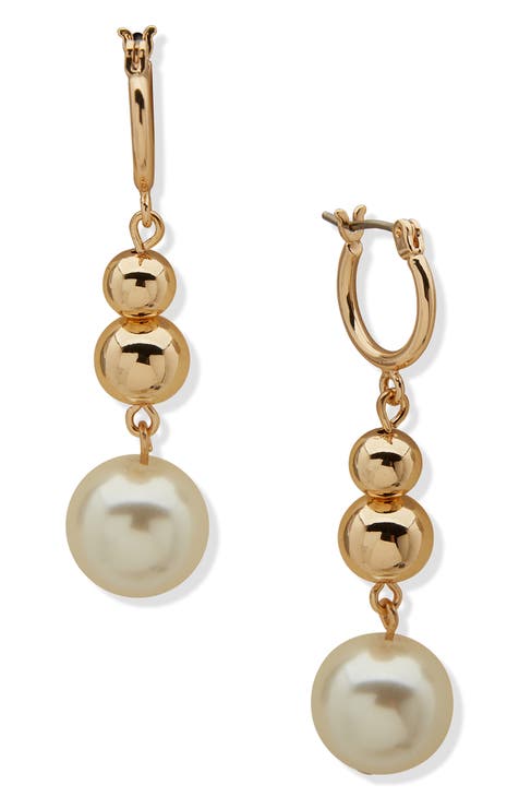 Carmine Imitation Pearl Drop Earrings