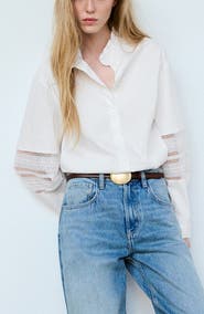 MANGO Embroidered Poplin Shirt
