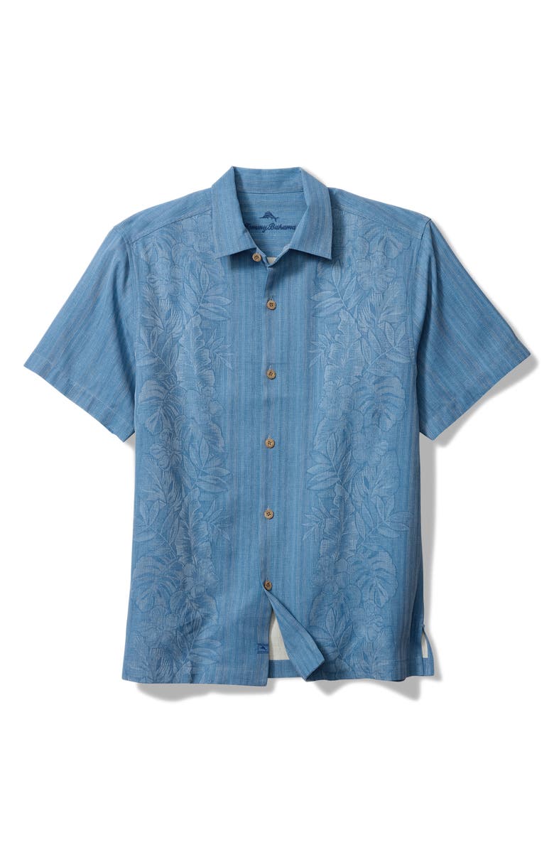 Tommy Bahama Maui Border Silk Short Sleeve Button-Up Shirt, Alternate, color, Buccaneer Blue