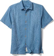 Tommy Bahama Maui Border Silk Short Sleeve Button-Up Shirt