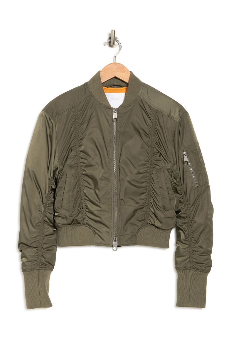 BOSS Hugo Boss Ruched Bomber Jacket, Alternate, color,