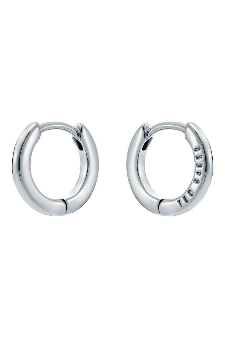 Crislie Logo Hoop Earrings, Main, color, SILVER TONE