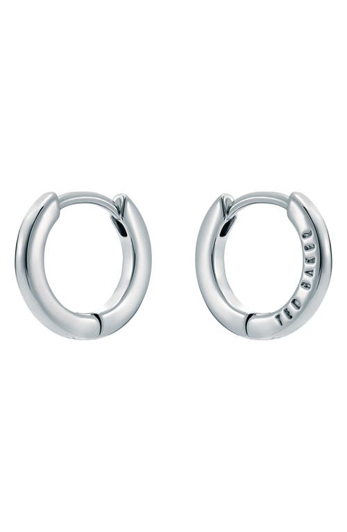 Ted Baker Crislie Logo Hoop Earrings In Silver Tone