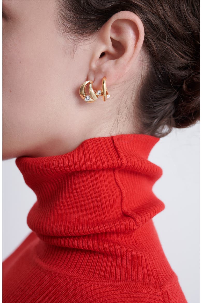 Oera Edition 3 Diamond Cluster Hoop Earrings, Alternate, color, YELLOW GOLD