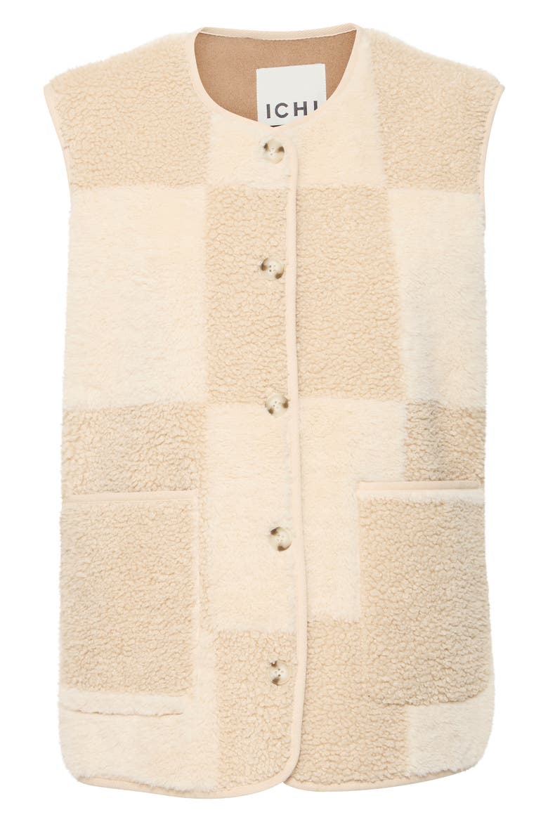 Patchwork Faux Shearling Vest, Alternate, color, FOG