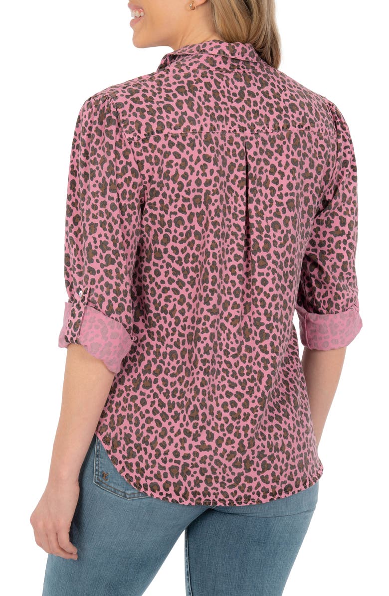 SWAT FAME KUT from the Kloth Armina Leopard Print Roll Tab Shirt, Alternate, color, 