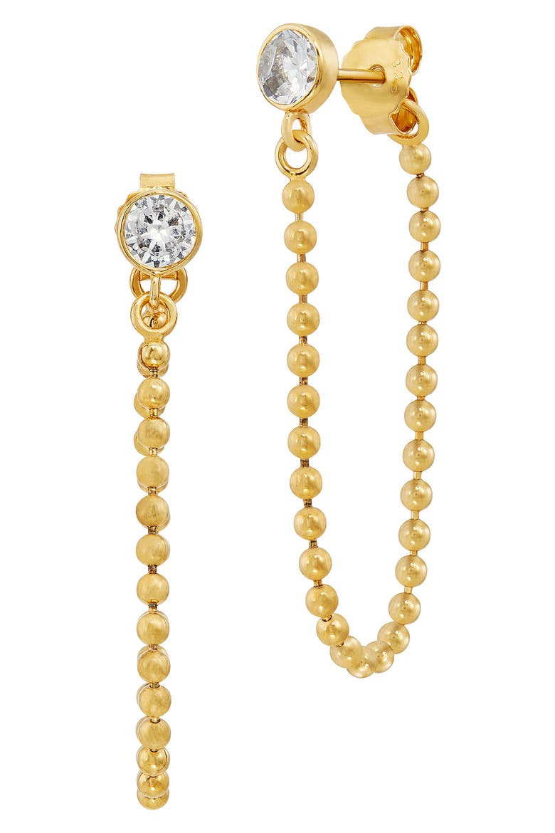 Bezel Drop Cubic Zirconia Earrings, Main, color, YELLOW