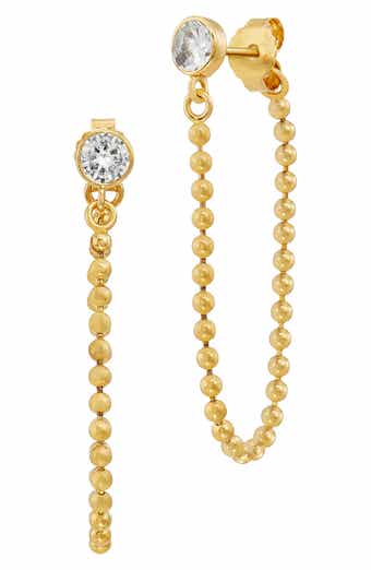 Bezel Drop Cubic Zirconia Earrings