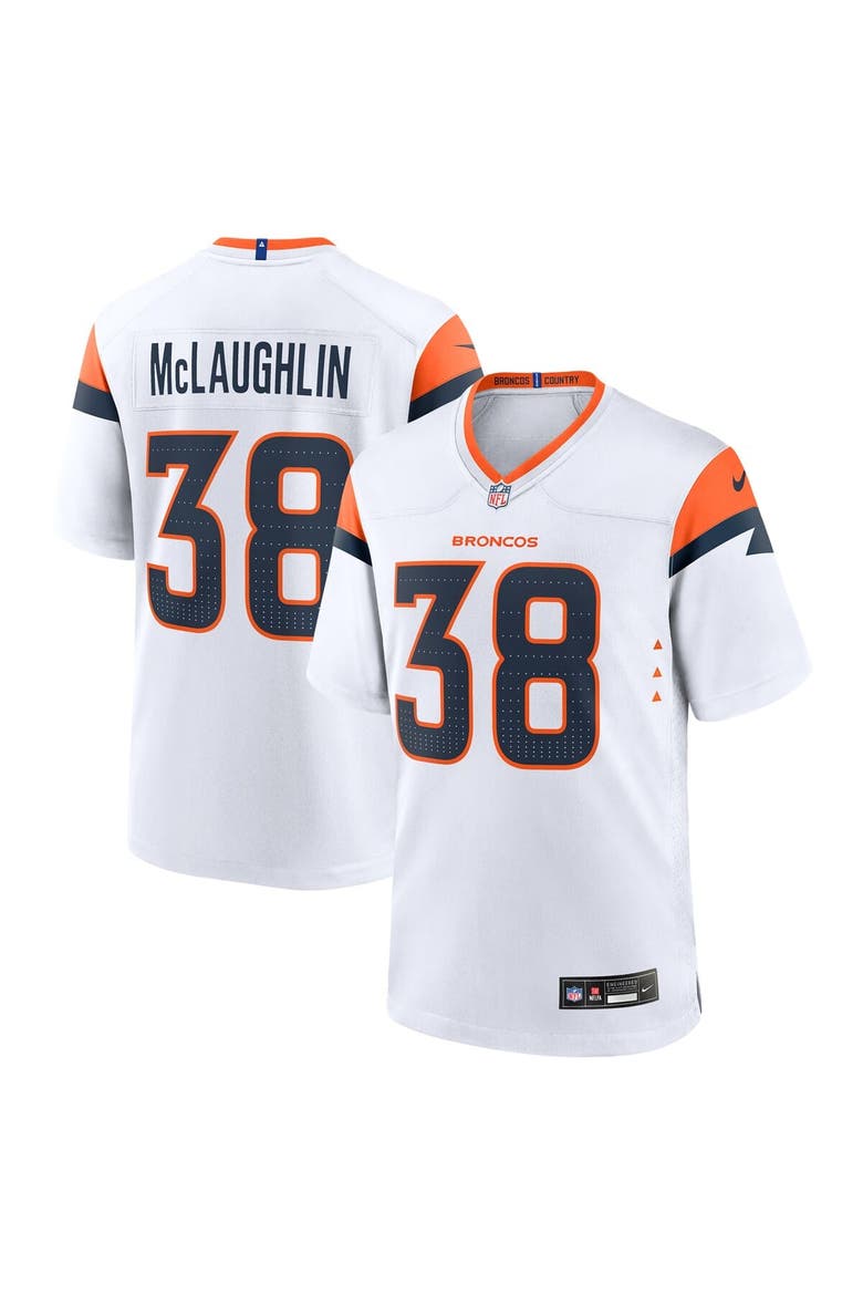 Men's Nike Jaleel McLaughlin  White Denver Broncos Game Jersey, Main, color, White
