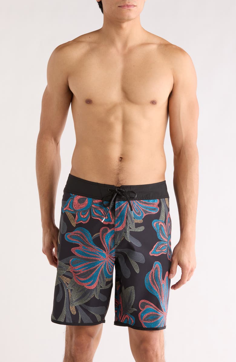 Volcom Infuse Swim Trunks, Main, color, Black Print