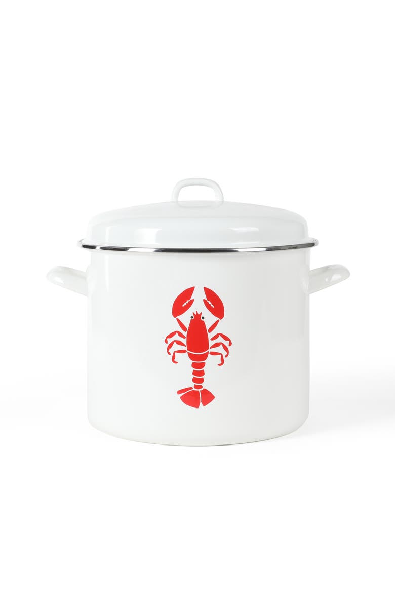 16-Quart Enameled Steel Lobster Pot Stock Pot, Main, color, Linen