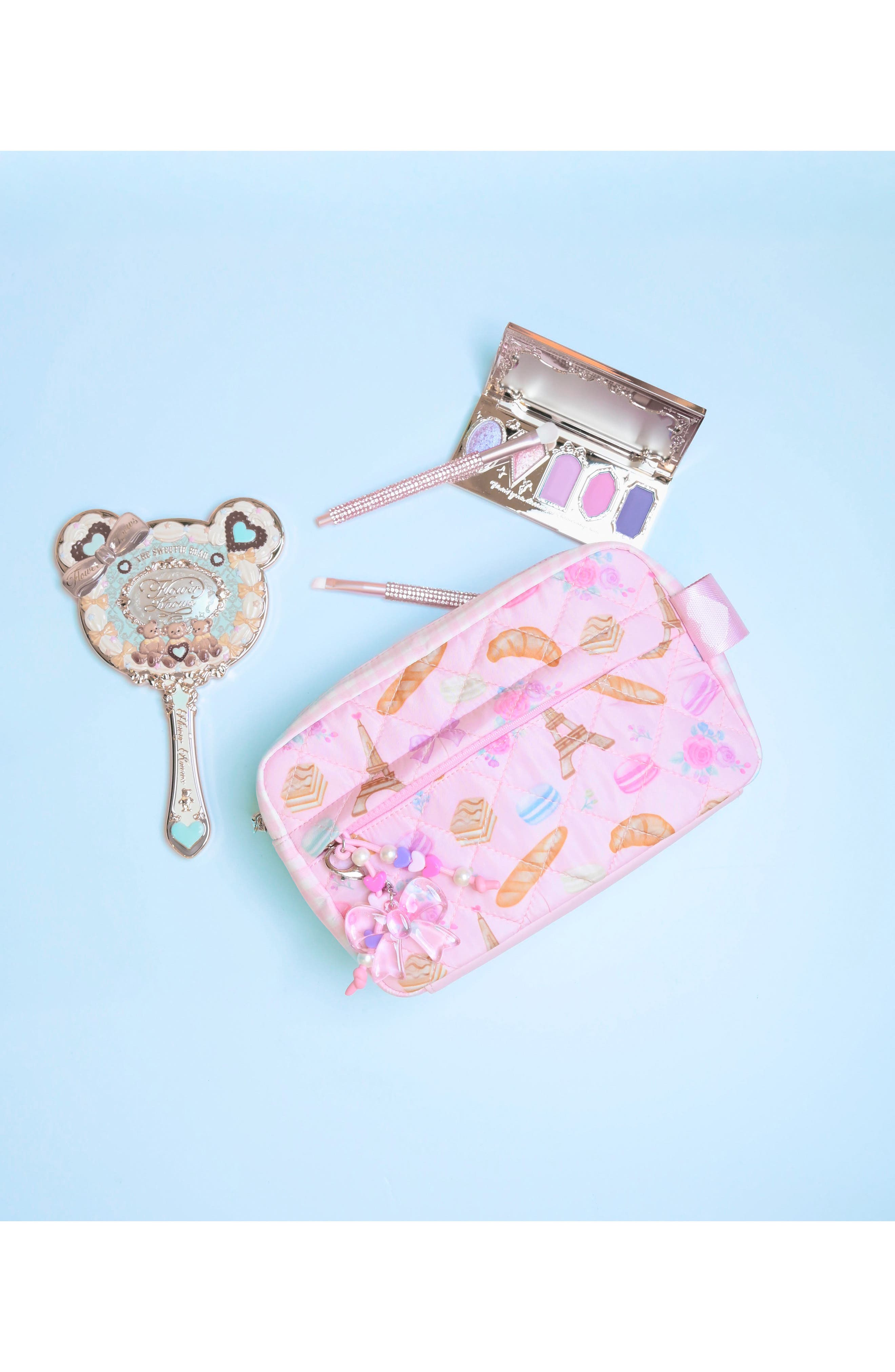 OMG Accessories Kids' Paris Scrunch Quilted Zip Pouch, Alternate, color, Lollipop