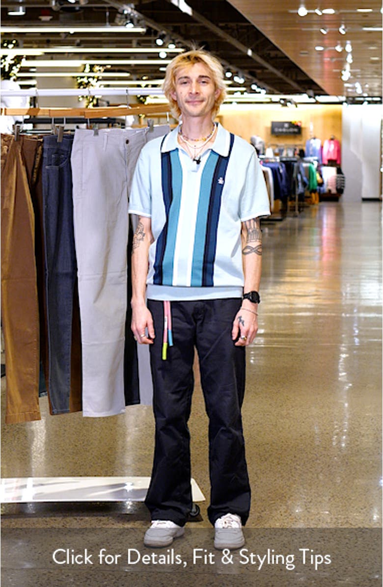 Vertical Stripe Short Sleeve Cotton Polo Sweater, sales video thumbnail