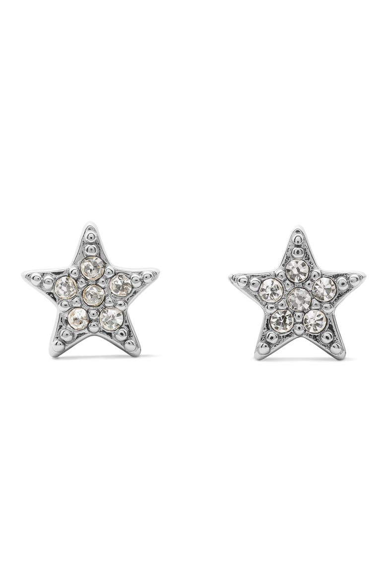 pavé mini star stud earrings, Main, color, CLEAR/ SILVER