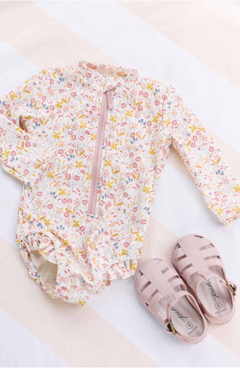 Pehr Kids' Long Sleeve One-Piece Rashguard Swimsuit, Alternate, color, Floret