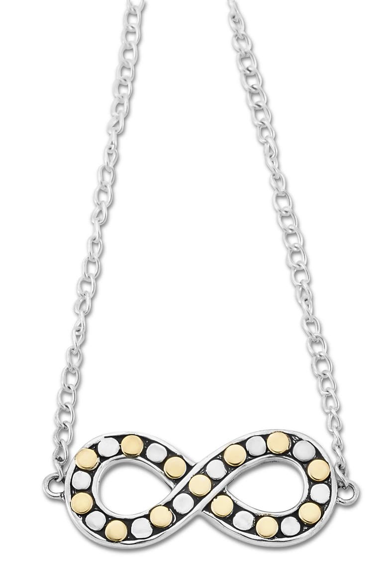 18K Gold & Sterling Silver Infinity Necklace, Main, color, SILVER AND GOLD